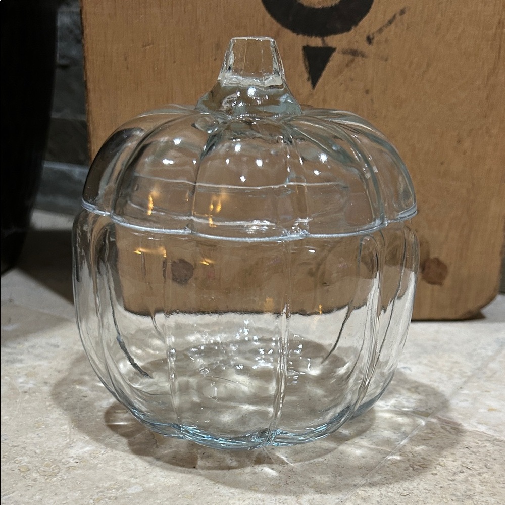 Vintage Small ANCHOR HOCKING Pumpkin Jar W/ Lid